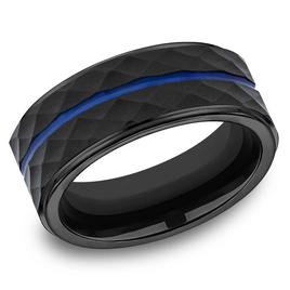Mens Endless Affection(tm) 8mm Black Cobalt Faceted Band
