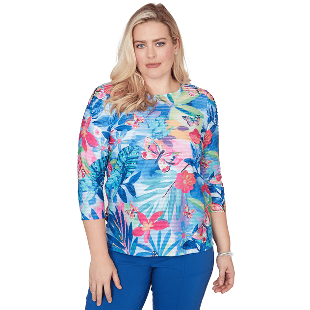 Petite Alfred Dunner The Royal Treatment Tropical Blouse