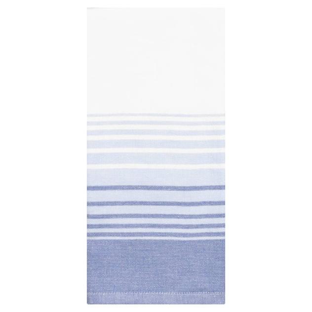 Gradient Stripe Aqua & Navy Woven Kitchen Towel