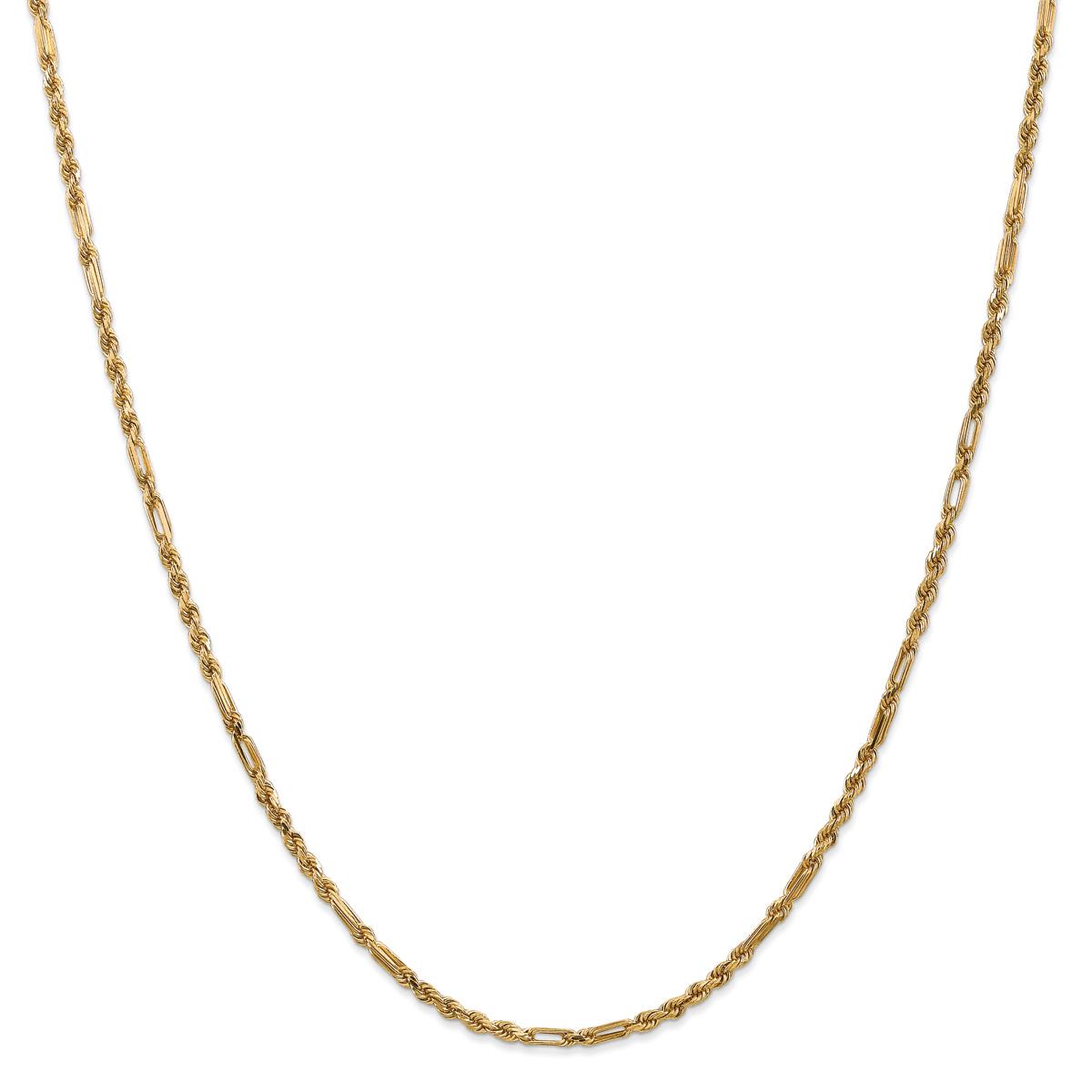 Unisex Gold Classics(tm) 2.5mm. 14k Diamond Cut Milano Rope Necklace