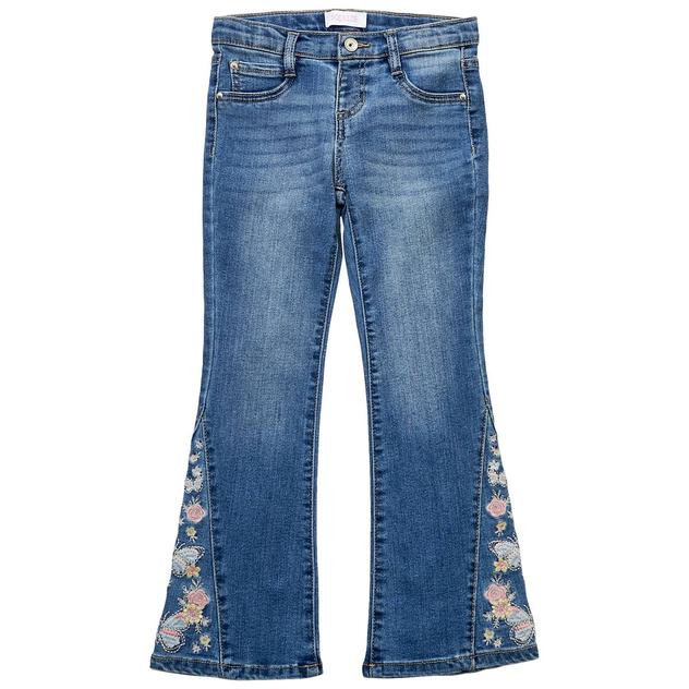 Girls (4-6x) Squeeze Flare Jeans w/ Pastel Butterfly Embroidery