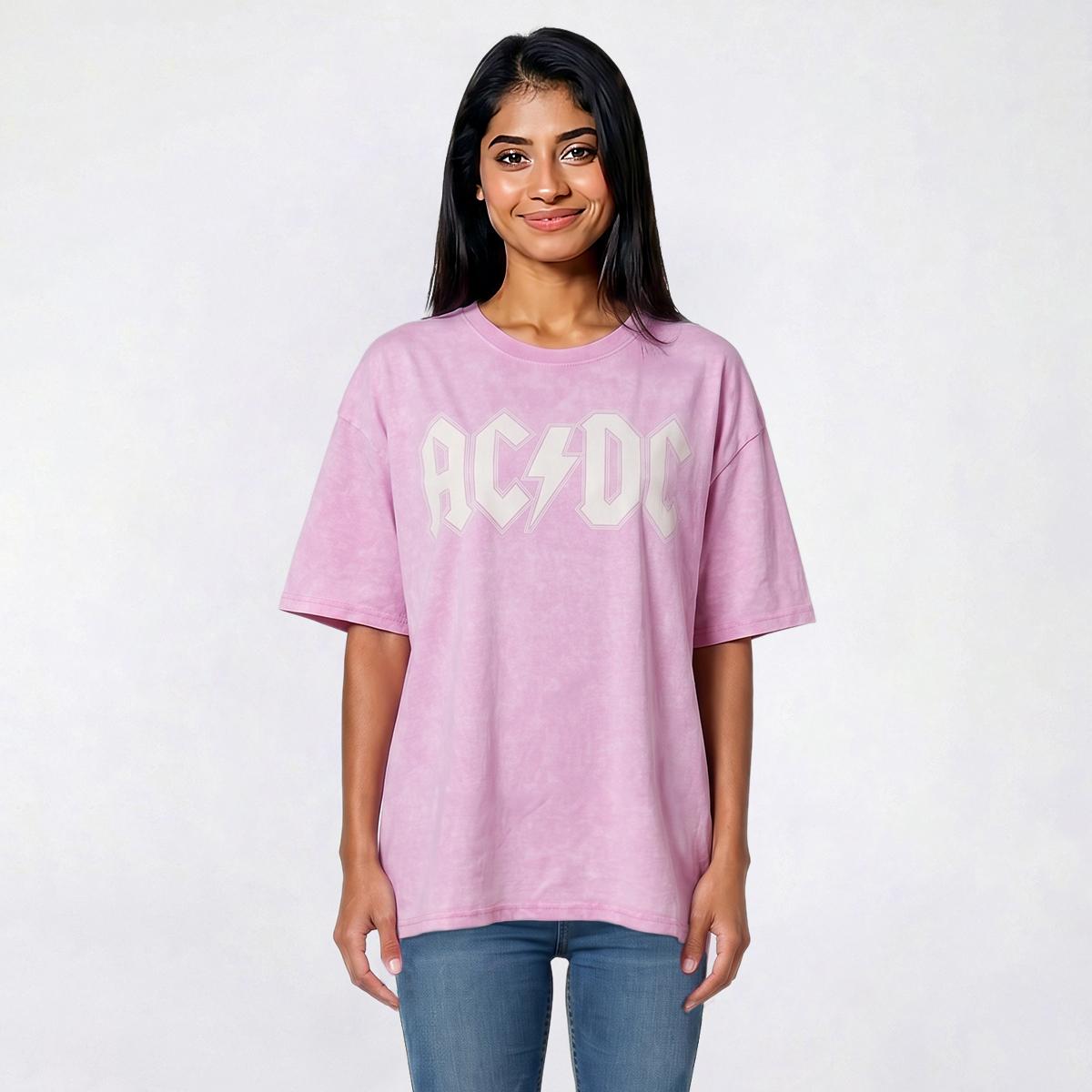 Juniors C-Life Mineral Wash AC/DC Tour Oversized Tee