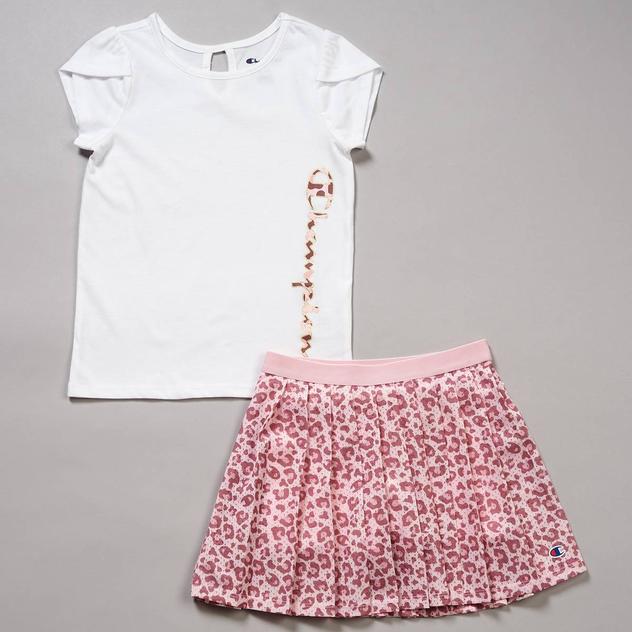Girls (4-6x) Champion® Logo Tee & Leopard Skort Set