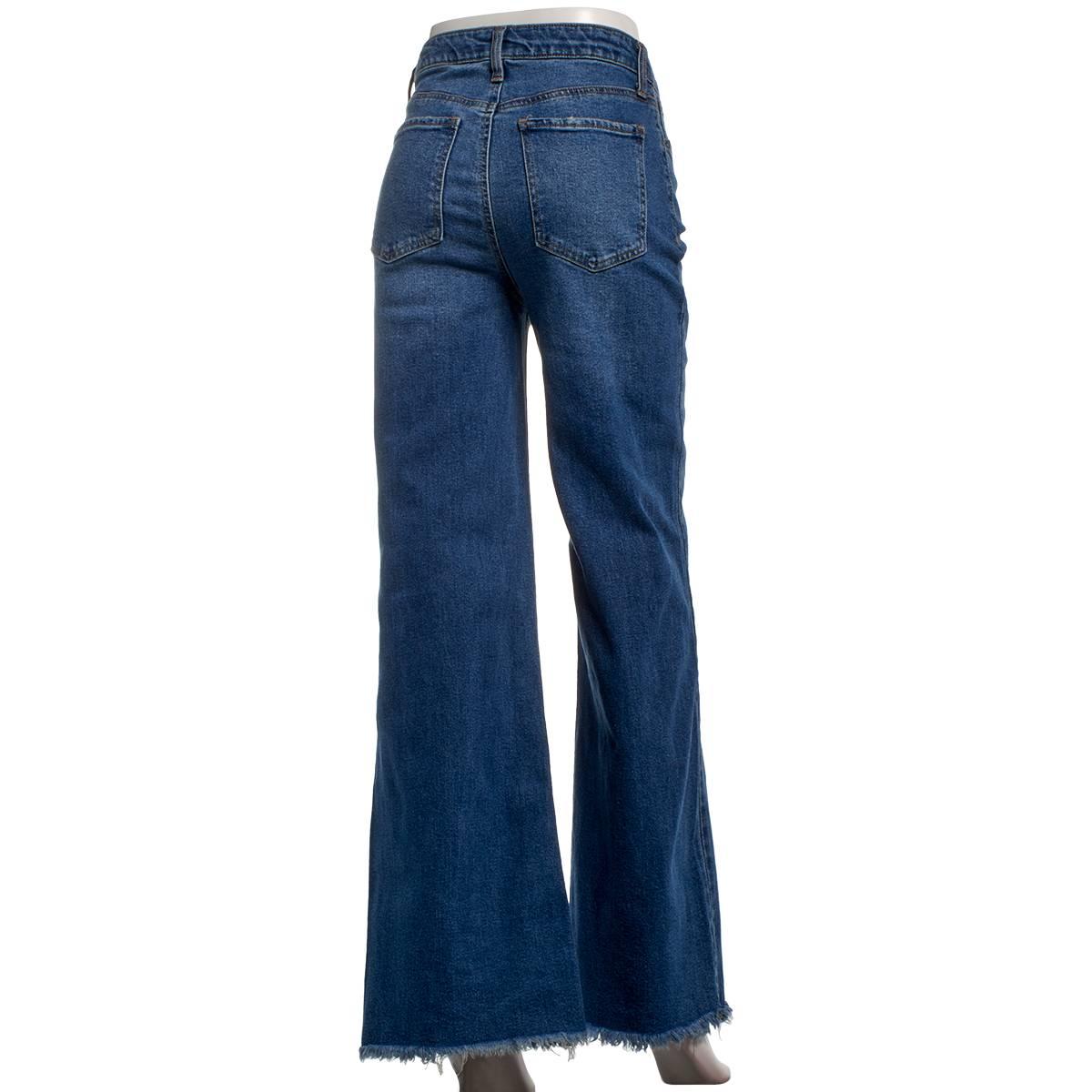 Juniors Celebrity Pink High Rise Fray Hem Wide Leg Jeans