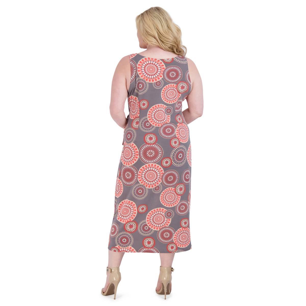 Plus Size Robbie Bee Sleeveless Medallion Sarong Midi Dress