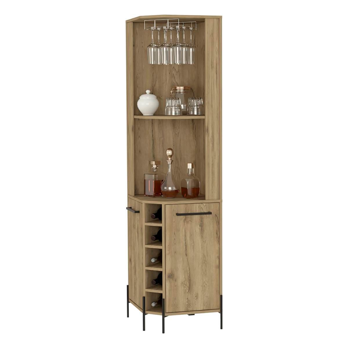 FM FURNITURE Reese Macadamia Corner Bar Cabinet