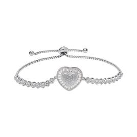 Accents by Gianni Argento Baguette & CZ Heart Adjustable Bracelet