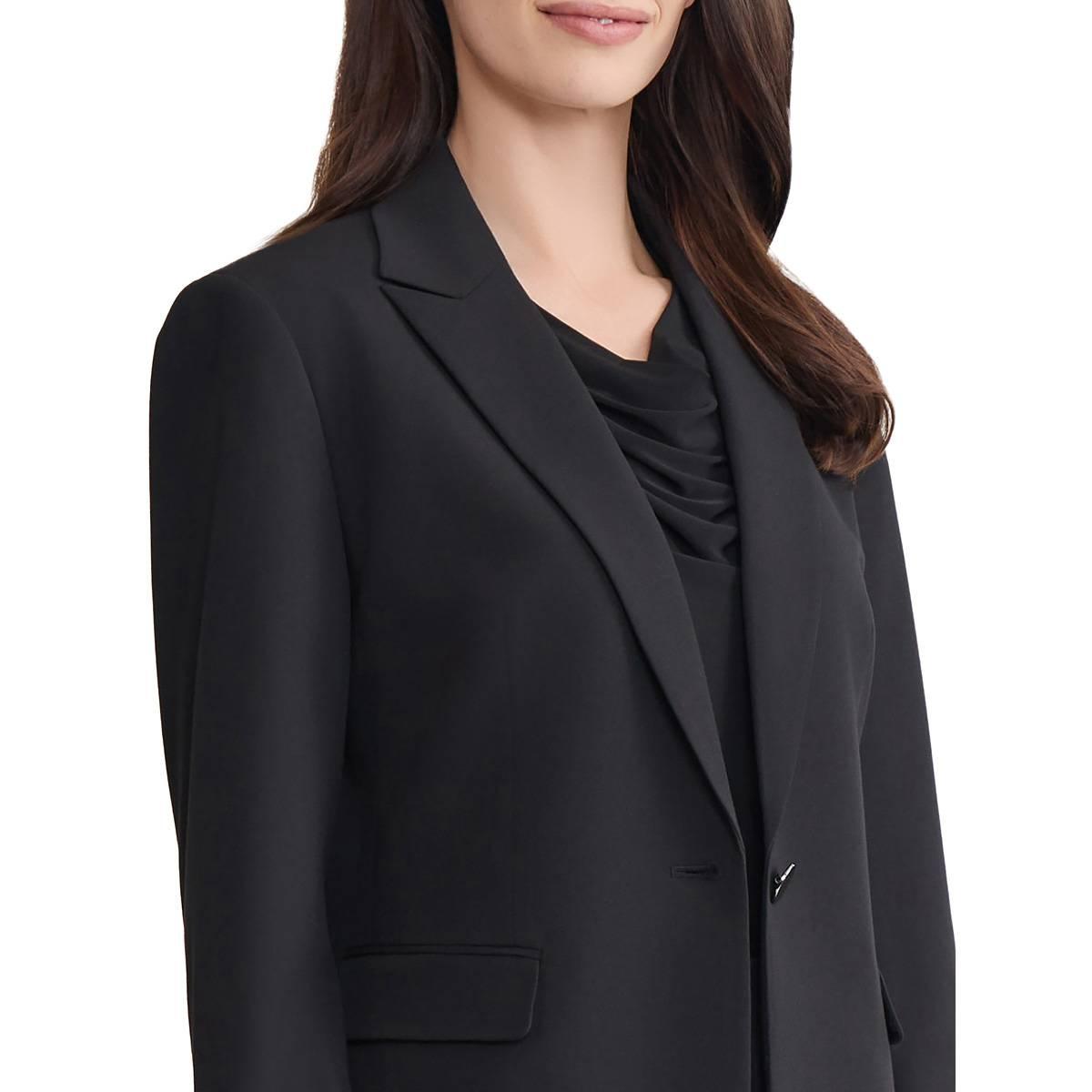 Womens Jones New York Solid Notch Lapel One Button Blazer