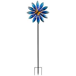 Northlight Seasonal Blue Flower Pinwheel Garden Stake