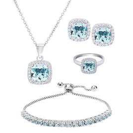 Gianni Argento Silver Plated Blue Topaz Cushion 4pc. Set