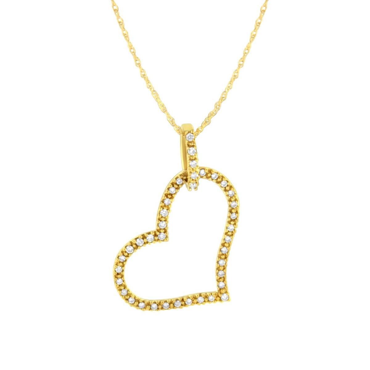 Haus of Brilliance 10kt. Gold 1/4ctw. Diamond Open Heart Pendant