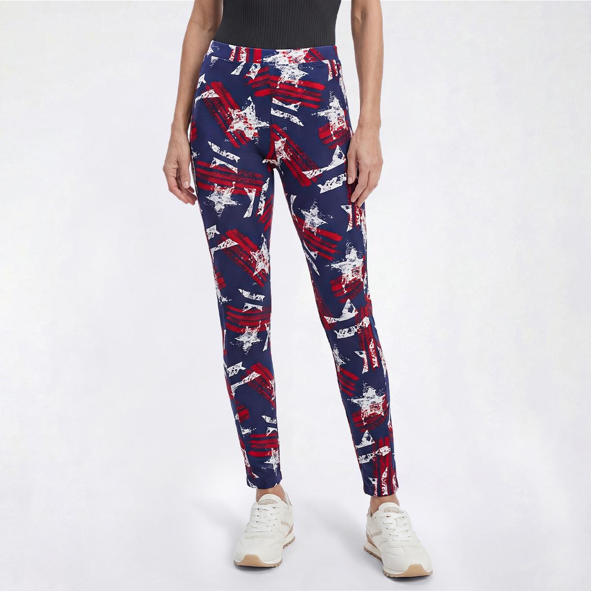 Womens Runway Ready Stripe Star Side Pocket Leggings