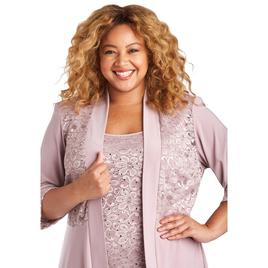 Plus Size R&M Richards Floral Lace and Sequin Pantsuit