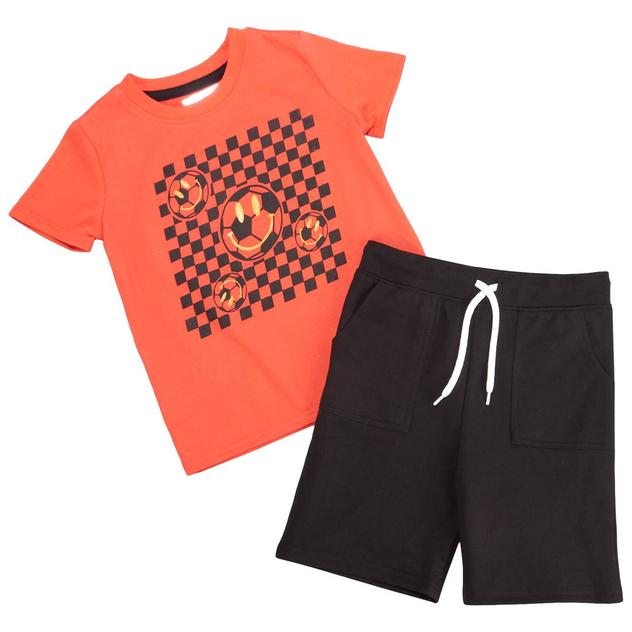 Boys (4-7) Tales & Stories Tee w/ Knit Shorts Set - Red/Black