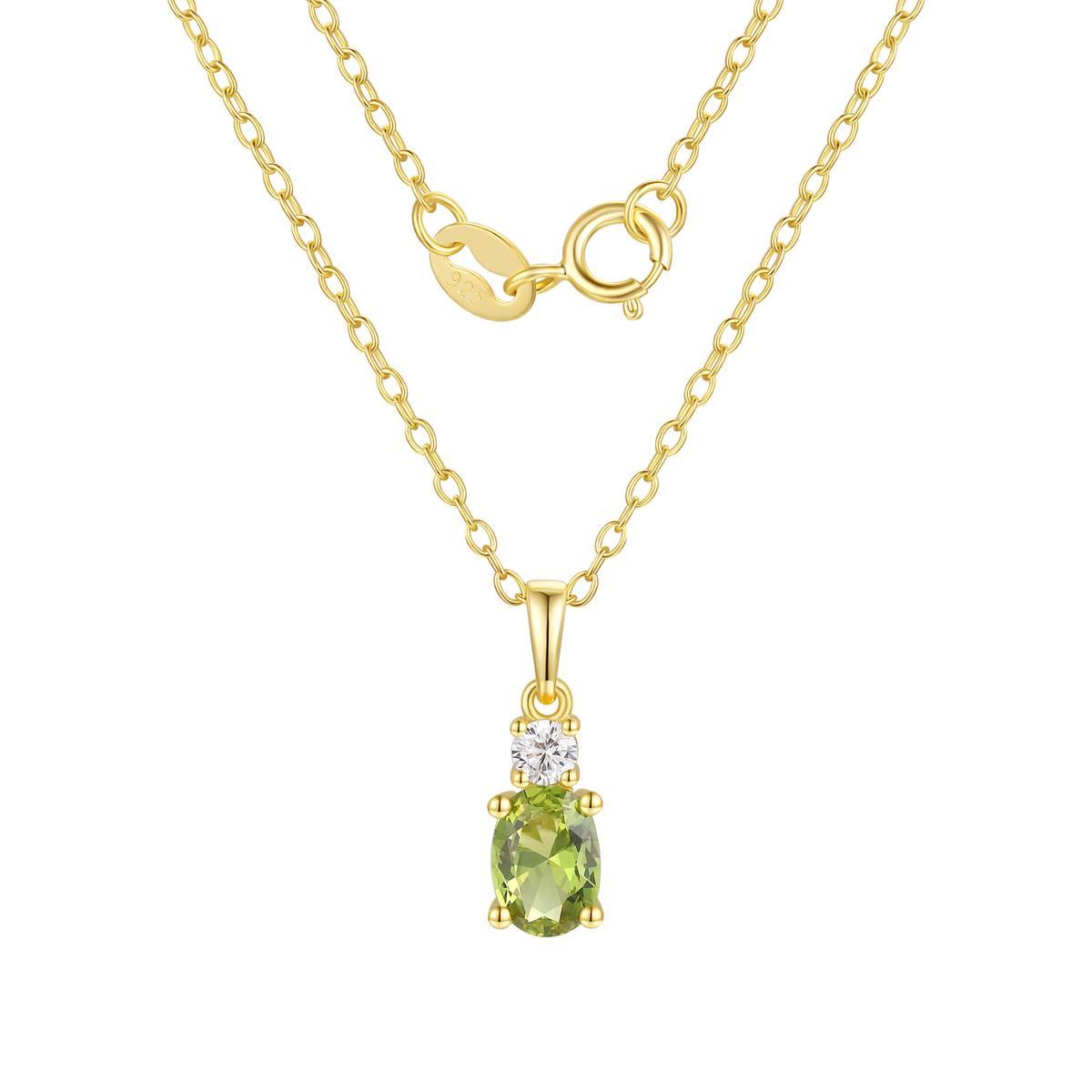 August Birthstone Simulated Peridot & Cubic Zirconia Pendant