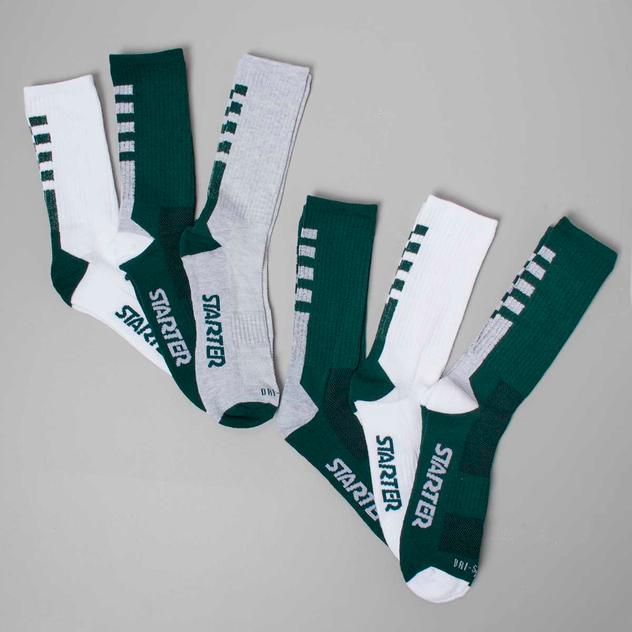 Mens Starter® 6pk. Athletic Stadium Crew Socks - Green