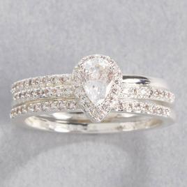 Ashley Cooper(tm) Silver-Tone Halo Clear Stone Pave Band Ring