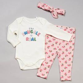Baby Girl (NB-9M) Wild Child 3pc. Snuggle Cherry Bodysuit Set