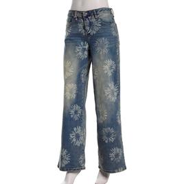 Juniors Madden Girl 90''s Wide Leg Discharge Print Flower Jeans