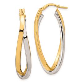 Gold Classics(tm) 14kt. Two-Tone Oval Double Hoop Earrings