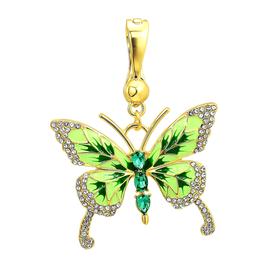 Wearable Art Gold-Tone Green Crystal Butterfly Enhancer