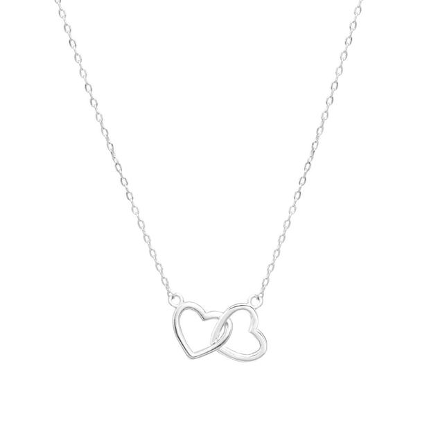 Athra Sterling Silver Linked Hearts Pendant Necklace