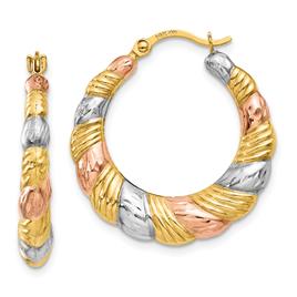 Gold Classics(tm) 14kt. Rhodium Hollow Scallop Hoop Earrings