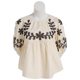 Womens Fair Hope 3/4 Embroidered Baby Doll Top