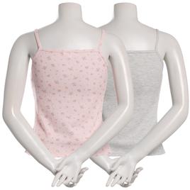 Juniors Pink Rose 2pk. Thermal Henley Tank Tops - Pink