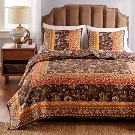 Greenland Home Fashions(tm) Audrey Tropical Chocolate Quilt Set