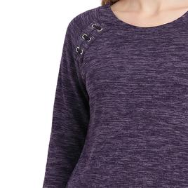 Petite NY Collection Long Raglan Sleeve Space Dye Hacci Top