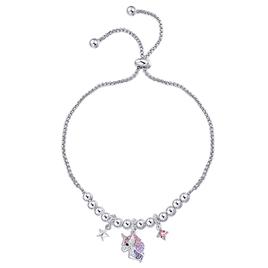 Crystal Critter Unicorn Ball Charm Adjustable Bolo Bracelet
