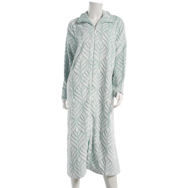 Womens Jasmine Rose Long Sleeve 48" Leaves Melange Cut Zip Robe