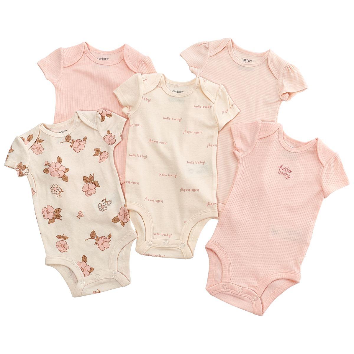Baby Girl (NB-24M) Carters(R) 5pk. Hello Baby Bodysuits