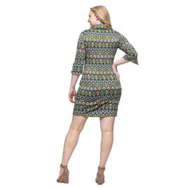 Womens 24/7 Comfort Apparel Green Geometric Collar Mini Dress