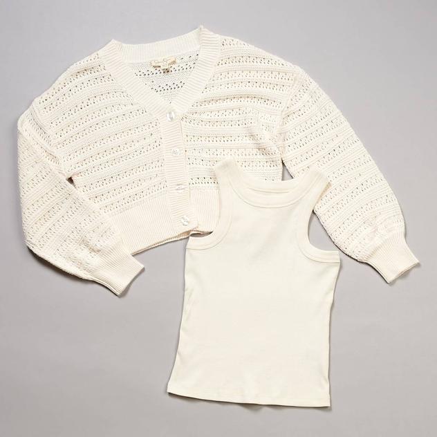Girls (7-14) Jessica Simpson Open Knit Sweater with Tank Top