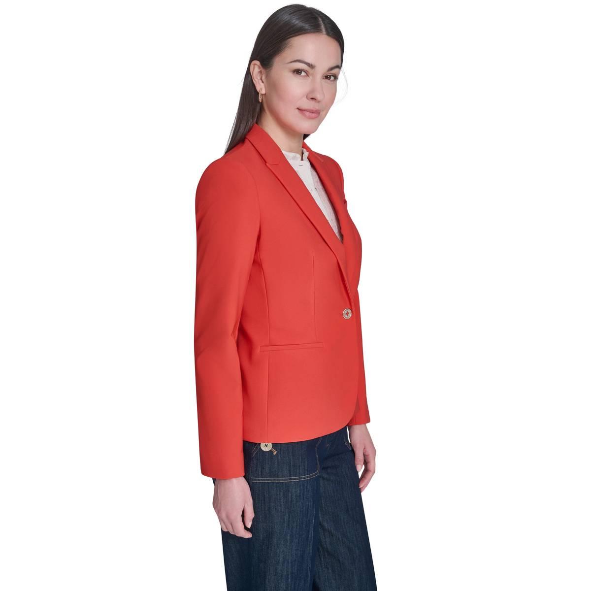 Womens Tommy Hilfiger Long Sleeve One Button Solid Blazer