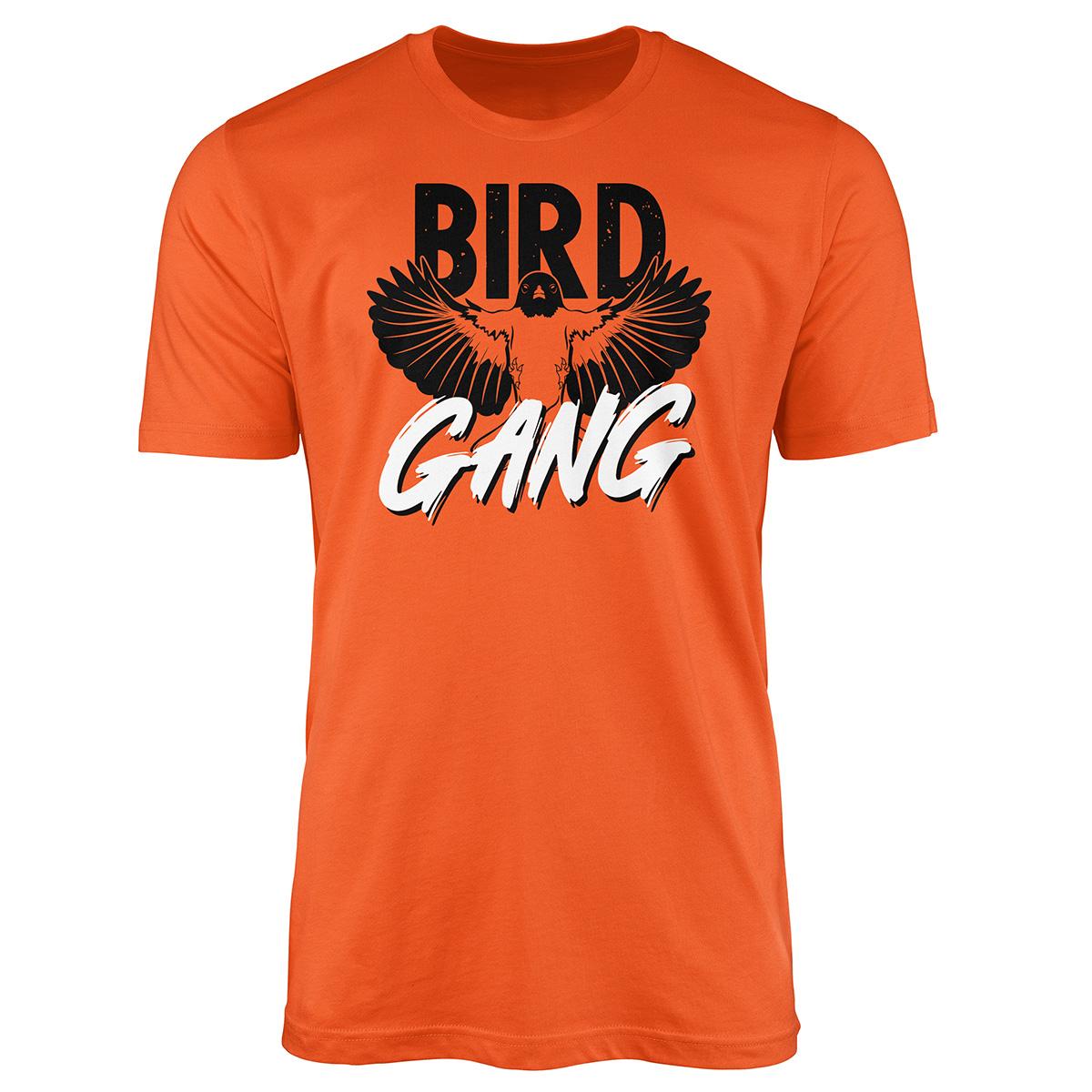 Mens Tsi Baltimore Bird Gang Short Sleeve Tee - Orange