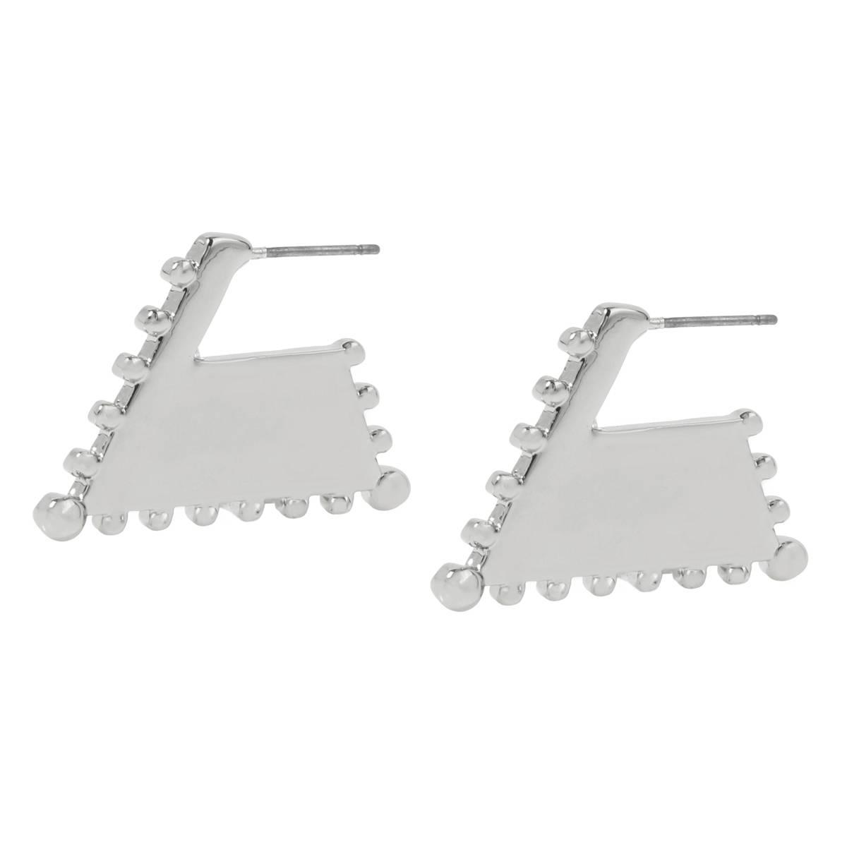 Steve Madden Silver Trapeze Beaded Hoop Earrings