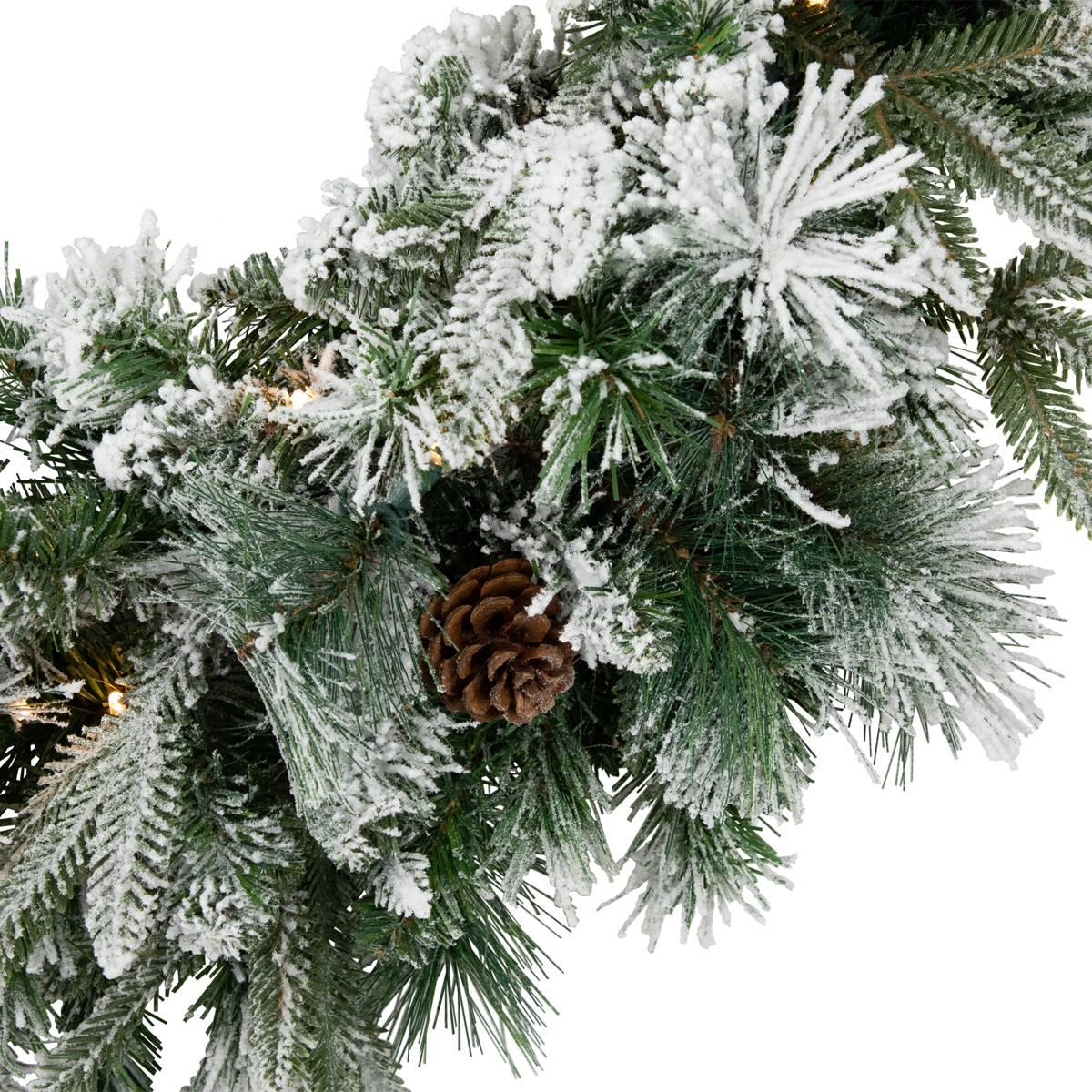 Northlight Seasonal 30in. Pre-Lit Pine Flocked Christmas Wreath