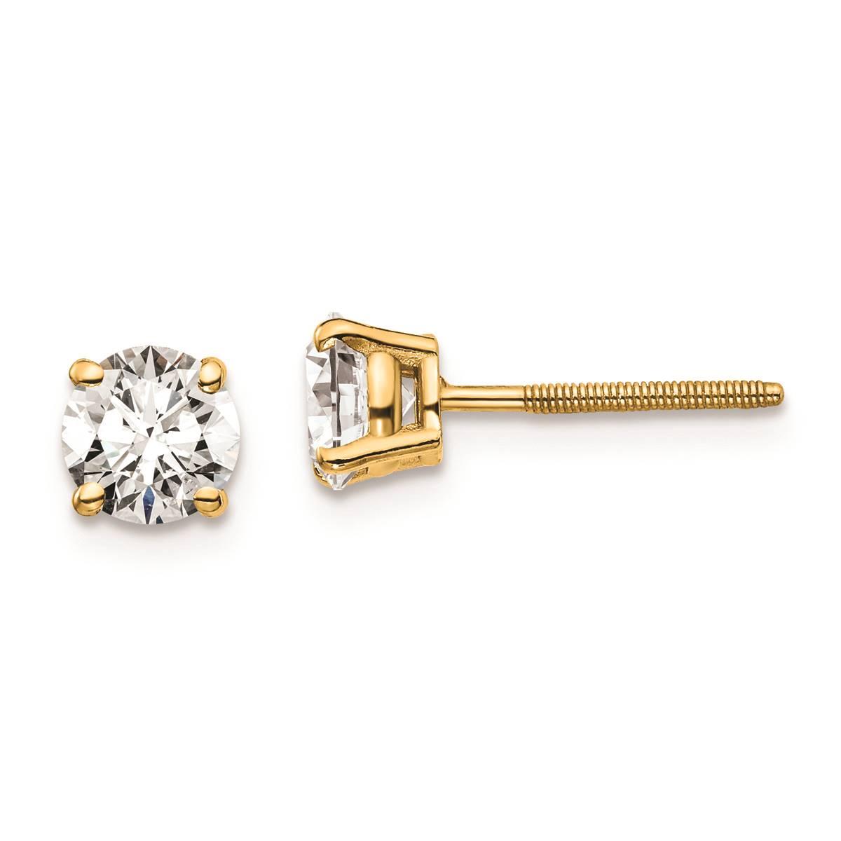 Pure Fire 14kt Gold Certified 1ctw. Diamond Screw Back Earrings