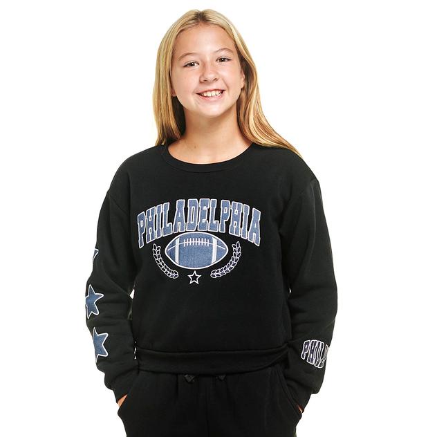Girls (7-16) Jolie & Joy Denim Appliqué Philly Sweatshirt