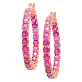 Gianni Argento Lab Grown Ruby Ombre Round Hoop Earrings