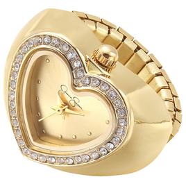 Womens Jessica Simpson Gold-Tone Heart Ring Watch - JR0007GD