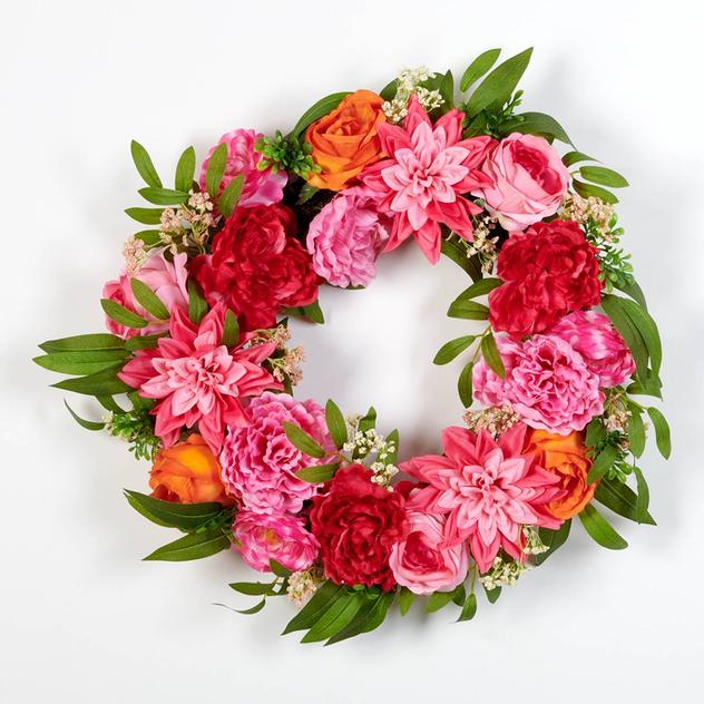 Peony/Zinnia/Rose Wreath