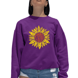 Womens LA Pop Art Sunflower - Word Art Crewneck Sweatshirt