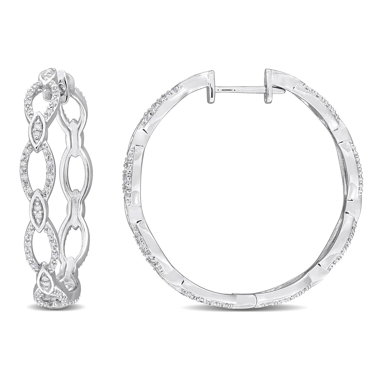 Sophia B 1/4ctw. Diamond Woven Hoop Silver Earrings