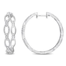 Sophia B 1/4ctw. Diamond Woven Hoop Silver Earrings