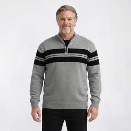 Mens Big & Tall Chaps 1/4 Zip Stripe Sweater