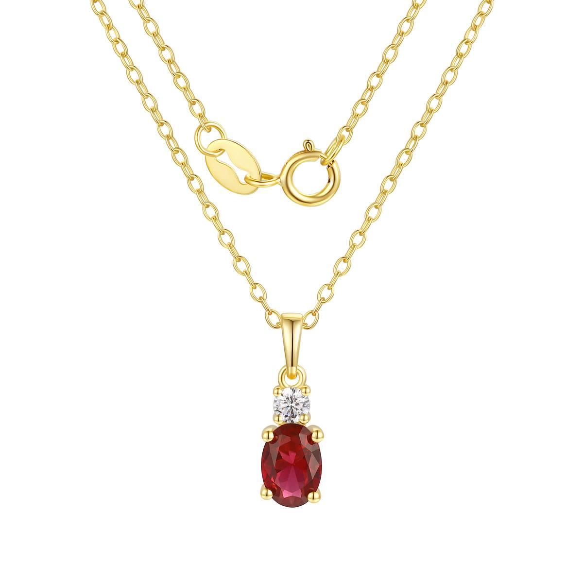 January Birthstone Simulated Garnet & Cubic Zirconia Pendant
